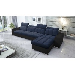 Narożnik Prisma XII z funkcją spania | Luksusowy Mebel z Portem USB | Velvet | Pet friendly, Terra 79 + Ecoskóra czarna