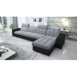 Ecksofa Prisma XII mit Schlaffunktion | Luxuriöses Möbelstück mit USB-Anschluss | Samt | Haustierfreundlich, Terra 92 + Schwarze Ecksofa Prisma XII mit Schlaffunktion | Luxuriöses Möbelstück mit USB-Anschluss | Samt | Haustierfreundlich, Terra 92 + Schwarze