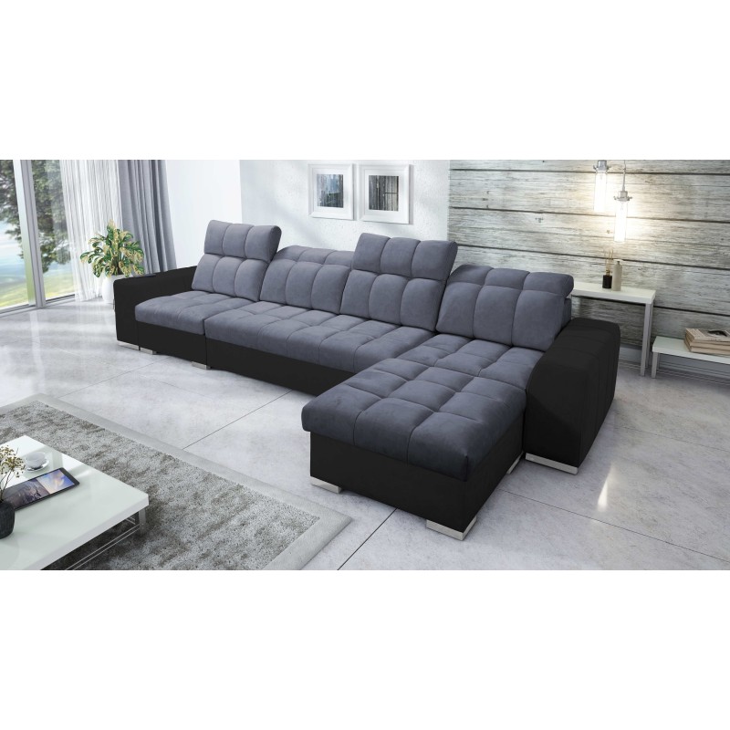 Narożnik Prisma XII z funkcją spania | Luksusowy Mebel z Portem USB | Velvet | Pet friendly, Terra 96 + Ecoskóra czarna Narożnik Prisma XII z funkcją spania | Luksusowy Mebel z Portem USB | Velvet | Pet friendly, Terra 96 + Ecoskóra czarna