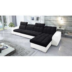Prisma XII Corner Sofa with Sleeping Function | Luxury Furniture with USB Port | Velvet | Pet Friendly, Terra 99 + Eco Leather