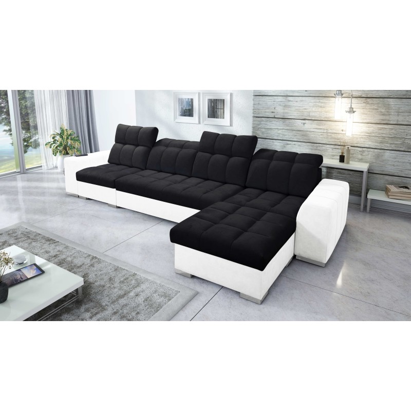 Prisma XII Corner Sofa with Sleeping Function | Luxury Furniture with USB Port | Velvet | Pet Friendly, Terra 99 + Eco Leather
