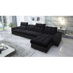 Prisma XII Ecksofa mit Schlaffunktion | Luxuriöses Möbelstück mit USB-Anschluss | Samt | Haustierfreundlich, Terra 99 + Schwarze Prisma XII Ecksofa mit Schlaffunktion | Luxuriöses Möbelstück mit USB-Anschluss | Samt | Haustierfreundlich, Terra 99 + Schwarze
