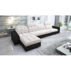 Narożnik Prisma XII z funkcją spania | Luksusowy Mebel z Portem USB | Velvet | Pet friendly, Terra 06 + Ecoskóra czarna
