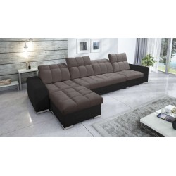 Narożnik Prisma XII z funkcją spania | Luksusowy Mebel z Portem USB | Velvet | Pet friendly, Terra 26 + Ecoskóra czarna
