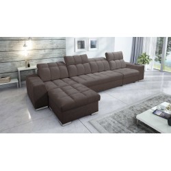 Ecksofa Prisma XII mit Schlaffunktion | Luxusmöbel mit USB-Anschluss | Samt | Haustierfreundlich, Terra 26