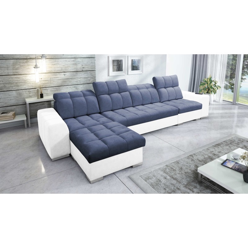 Prisma XII Corner Sofa with Sleeping Function | Luxury Furniture with USB Port | Velvet | Pet Friendly, Terra 76 + Eco-leather
