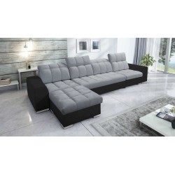 Narożnik Prisma XII z funkcją spania | Luksusowy Mebel z Portem USB | Velvet | Pet friendly, Terra 92 + Ecoskóra czarna