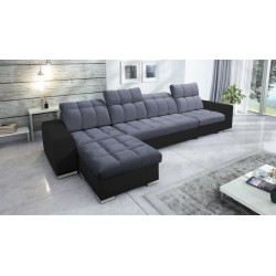 Narożnik Prisma XII z funkcją spania | Luksusowy Mebel z Portem USB | Velvet | Pet friendly, Terra 96 + Ecoskóra czarna