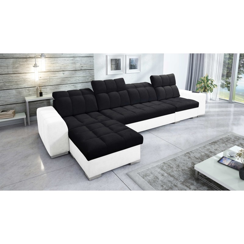 Prisma XII Corner Sofa with Sleeping Function | Luxury Furniture with USB Port | Velvet | Pet Friendly, Terra 99 + Eco Leather
