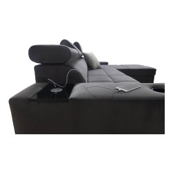 starkMeta Titel:/stark Ecksofa Orbix I Mini mit Schlaffunktion, verstellbaren Kopfstützen, USB-Anschluss.