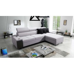 Orbix I Maxi corner sofa with a sleeping function, USB port, and bedding storage