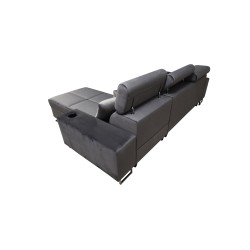 Sofá esquinero Orbix I Maxi con función de dormir, puerto USB y contenedor para ropa de cama.