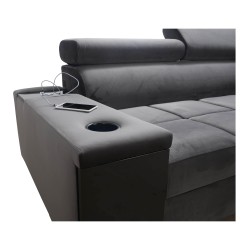 Orbix I Maxi corner sofa with a sleeping function, USB port, and bedding storage