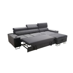 Orbix I Maxi corner sofa with a sleeping function, USB port, and bedding storage