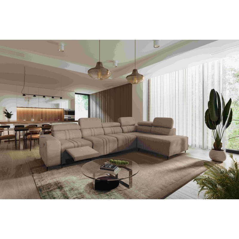 Verona XI Mix Corner Sofa with Sleeping Function in Velvet, Vena 14 - Comfort and Elegance