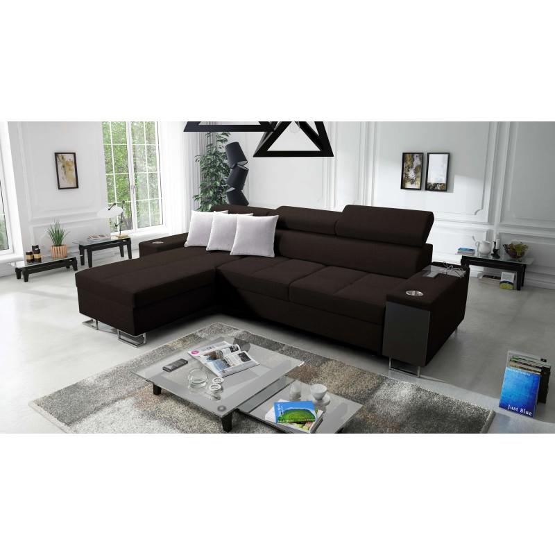 Orbix I Maxi corner sofa with a sleeping function, USB port, and bedding storage