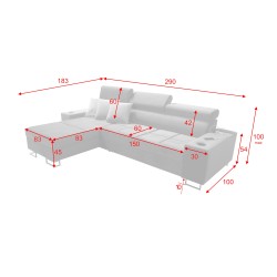 Ecksofa Orbix I Maxi mit Schlaffunktion, USB-Anschluss und Bettkasten