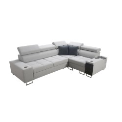 Orbix II corner sofa with a sleeping function, adjustable headrests, and USB port - Woven fabric, Sawana 84