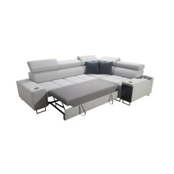 Orbix II corner sofa with a sleeping function, adjustable headrests, and USB port - Woven fabric, Sawana 84