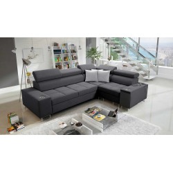Ecksofa Orbix II mit Schlaffunktion, verstellbaren Kopfstützen und USB-Anschluss - Gewebe, Sawana 96