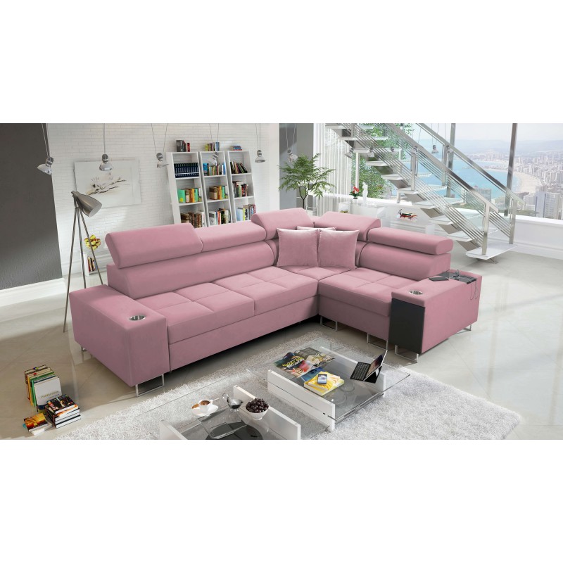 Orbix II sectional sofa with a sleeping function, adjustable headrests, and USB port - Velvet, Ultario Velvet 2955