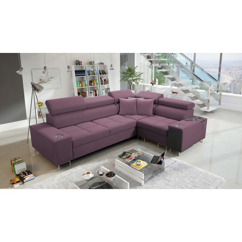 Ecksofa Orbix II mit Schlaffunktion, verstellbaren Kopfstützen und USB-Anschluss - Samt, Ultario Velvet 2961 Ecksofa Orbix II mit Schlaffunktion, verstellbaren Kopfstützen und USB-Anschluss - Samt, Ultario Velvet 2961