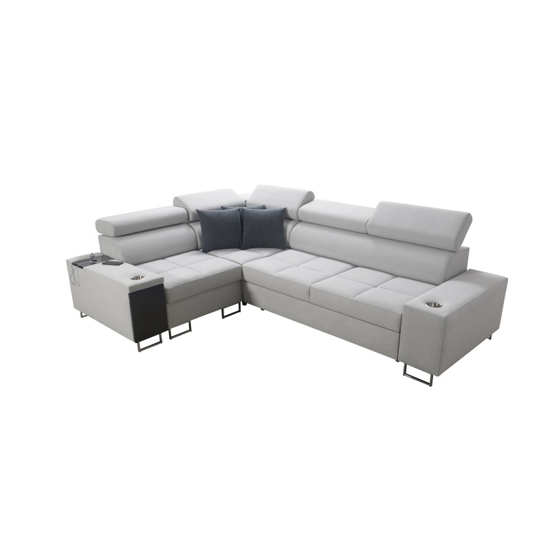 Ecksofa Orbix II mit Schlaffunktion, verstellbaren Kopfstützen und USB-Anschluss - Gewebe, Sawana 84 Ecksofa Orbix II mit Schlaffunktion, verstellbaren Kopfstützen und USB-Anschluss - Gewebe, Sawana 84