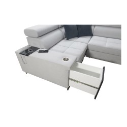 Orbix II corner sofa with a sleeping function, adjustable headrests, and USB port - Plecionka, Sawana 25