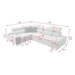 Orbix II corner sofa with a sleeping function, adjustable headrests, and USB port - Plecionka, Sawana 25