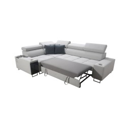 Ecksofa Orbix II mit Schlaffunktion, verstellbaren Kopfstützen und USB-Anschluss - Gewebe, Sawana 72