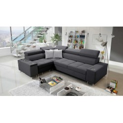 Ecksofa Orbix II mit Schlaffunktion, verstellbaren Kopfstützen und USB-Anschluss - Gewebe, Sawana 96