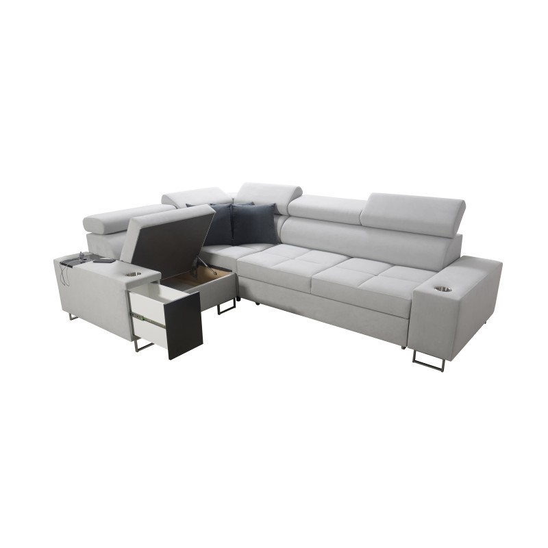 Sofá esquinero Orbix II con función para dormir, reposacabezas ajustables y puerto USB - Velvet, Ultario Velvet 2979 Sofá esquinero Orbix II con función para dormir, reposacabezas ajustables y puerto USB - Velvet, Ultario Velvet 2979