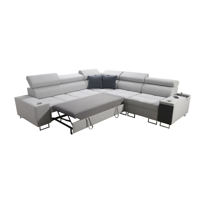 Ecksofa Orbix III mit Schlaffunktion, verstellbaren Kopfstützen und USB-Anschluss - Geräumig und bequem Ecksofa Orbix III mit Schlaffunktion, verstellbaren Kopfstützen und USB-Anschluss - Geräumig und bequem
