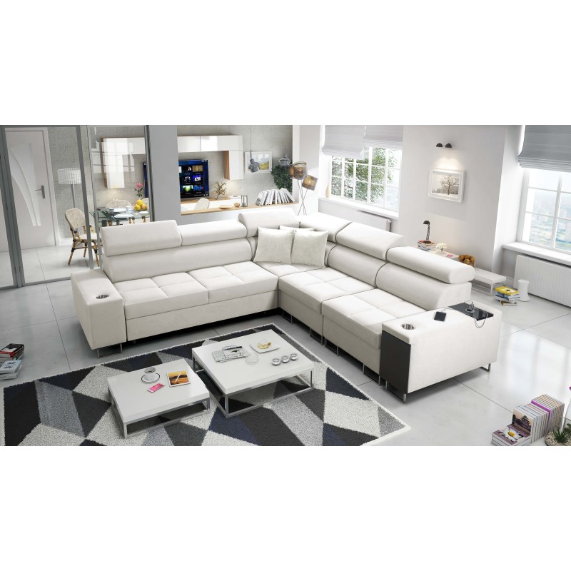 Ecksofa Orbix III mit Schlaffunktion, verstellbaren Kopfstützen und USB-Anschluss - Geräumig und bequem Ecksofa Orbix III mit Schlaffunktion, verstellbaren Kopfstützen und USB-Anschluss - Geräumig und bequem