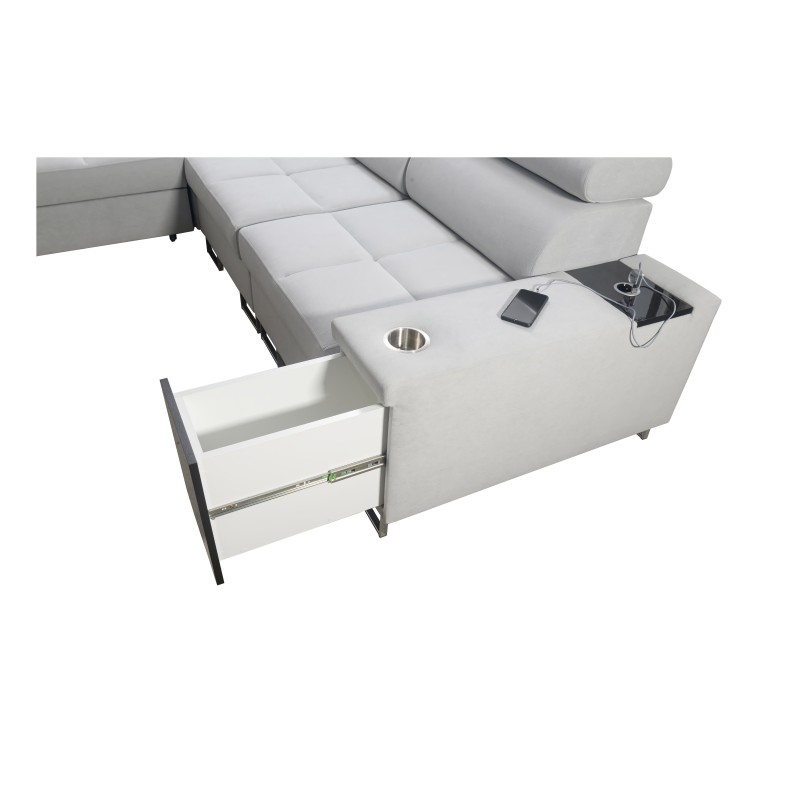 Ecksofa Orbix III mit Schlaffunktion, verstellbaren Kopfstützen und USB-Anschluss - Geräumig und bequem Ecksofa Orbix III mit Schlaffunktion, verstellbaren Kopfstützen und USB-Anschluss - Geräumig und bequem