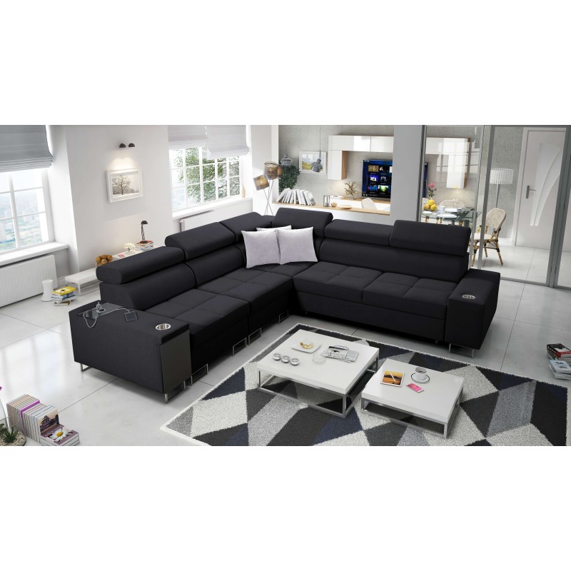 Ecksofa Orbix III mit Schlaffunktion, verstellbaren Kopfstützen und USB-Anschluss - Geräumig und bequem