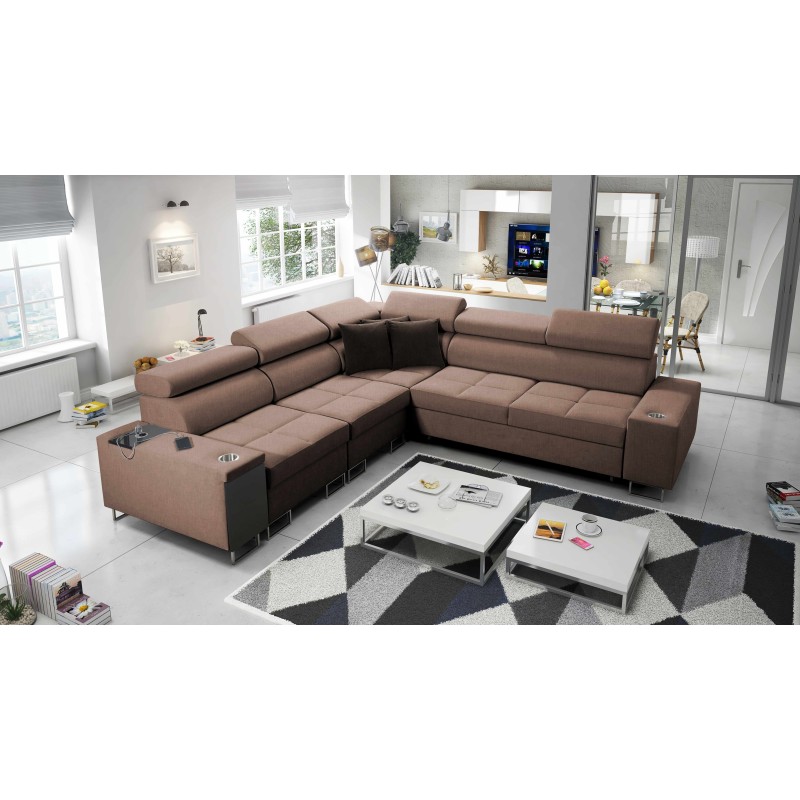 Ecksofa Orbix III mit Schlaffunktion, verstellbaren Kopfstützen und USB-Anschluss - Geräumig und bequem
