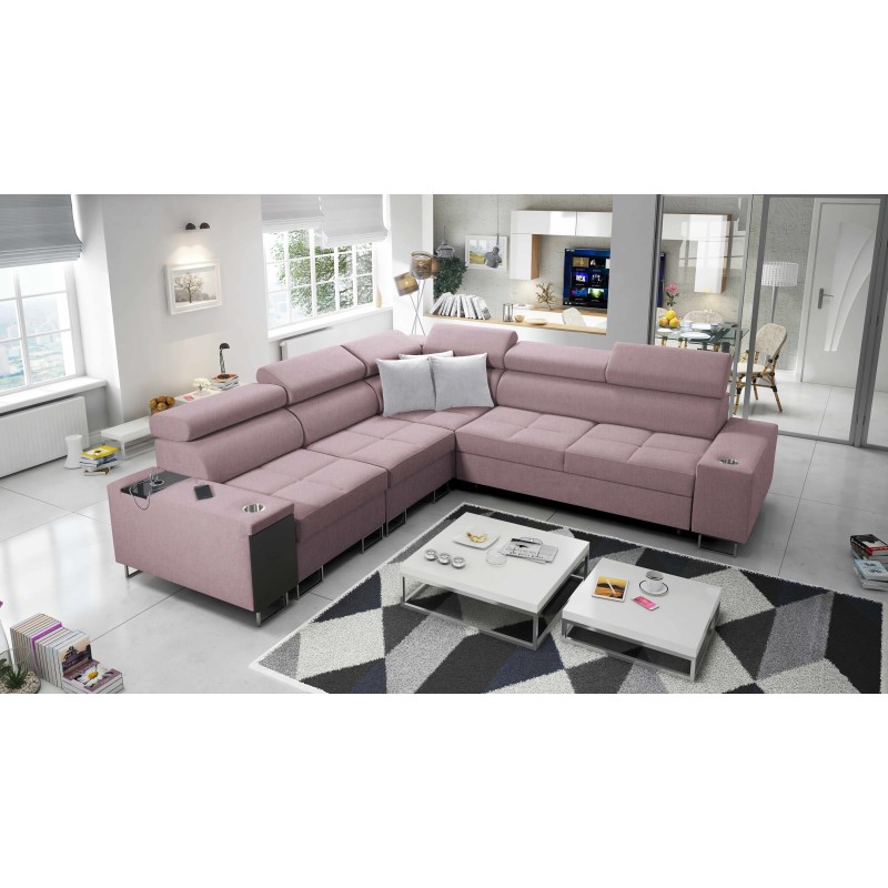 Ecksofa Orbix III mit Schlaffunktion, verstellbaren Kopfstützen und USB-Anschluss - Geräumig und bequem