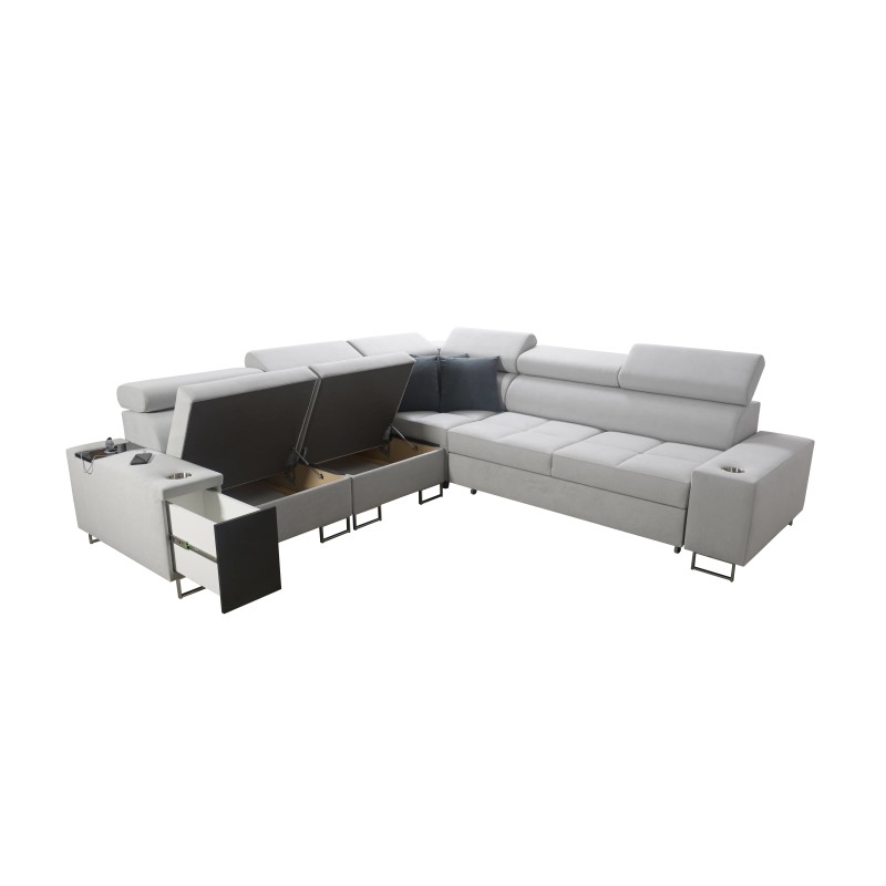 Ecksofa Orbix III mit Schlaffunktion, verstellbaren Kopfstützen und USB-Anschluss - Geräumig und bequem Ecksofa Orbix III mit Schlaffunktion, verstellbaren Kopfstützen und USB-Anschluss - Geräumig und bequem
