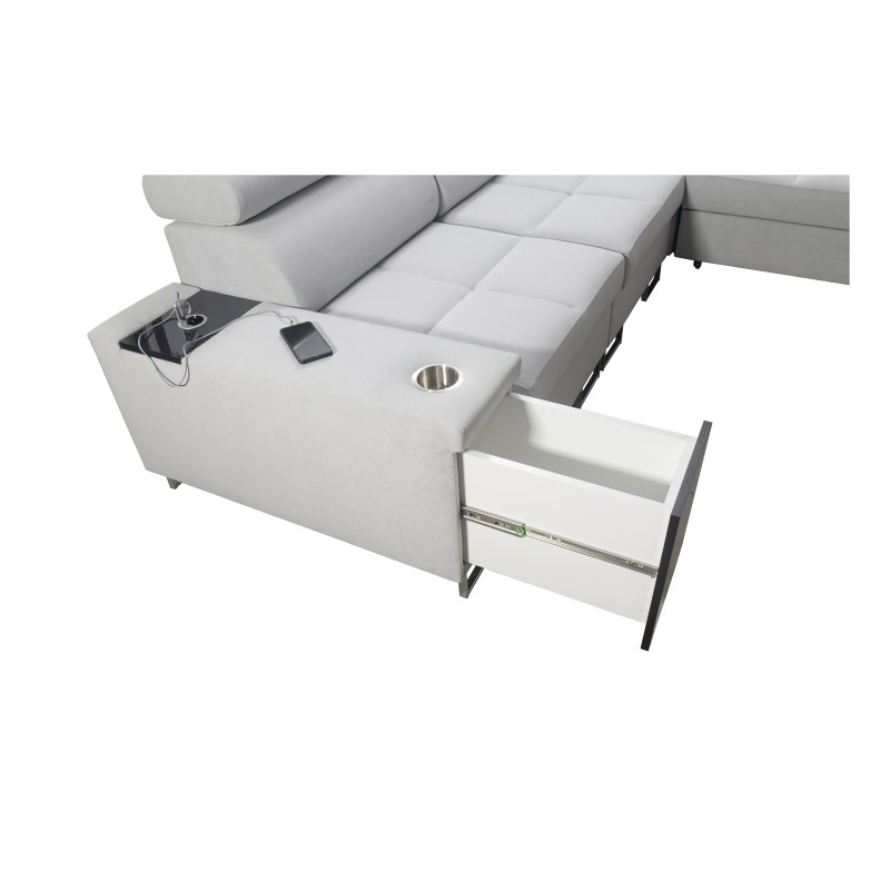 Ecksofa Orbix III mit Schlaffunktion, verstellbaren Kopfstützen und USB-Anschluss - Geräumig und bequem Ecksofa Orbix III mit Schlaffunktion, verstellbaren Kopfstützen und USB-Anschluss - Geräumig und bequem