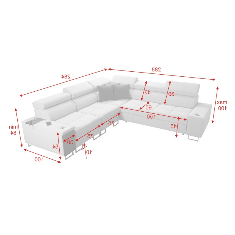 Ecksofa Orbix III mit Schlaffunktion, verstellbaren Kopfstützen und USB-Anschluss - Geräumig und bequem Ecksofa Orbix III mit Schlaffunktion, verstellbaren Kopfstützen und USB-Anschluss - Geräumig und bequem