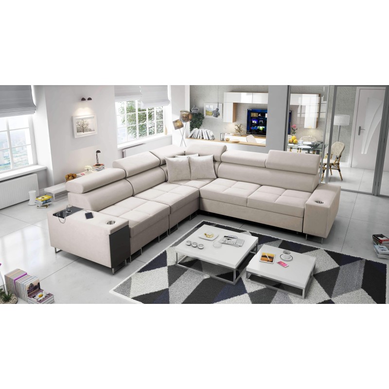 Ecksofa Orbix III mit Schlaffunktion, verstellbaren Kopfstützen und USB-Anschluss - Geräumig und bequem Ecksofa Orbix III mit Schlaffunktion, verstellbaren Kopfstützen und USB-Anschluss - Geräumig und bequem