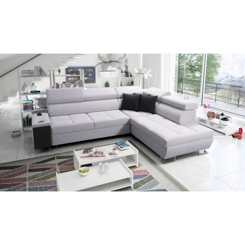 Ecksofa Orbix VII mit Schlaffunktion im Stoff Plecionka, Sawana 84 - Eleganz und Funktionalität in einem!