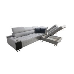 Esquina Orbix VII con función de cama en tela Plecionka, Sawana 25: ¡elegancia y funcionalidad en uno!