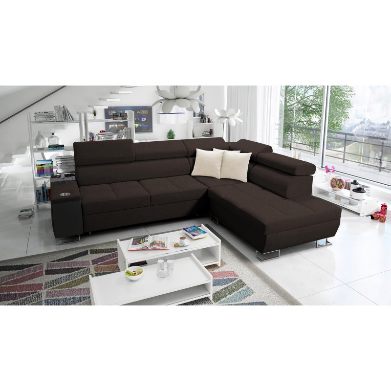 Ecksofa Orbix VII mit Schlaffunktion im Stoff Plecionka, Sawana 26 - Eleganz und Funktionalität in einem!