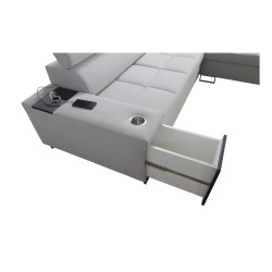 Esquina Orbix VII con función de cama en tela Plecionka, Sawana 26 - ¡elegancia y funcionalidad en uno!