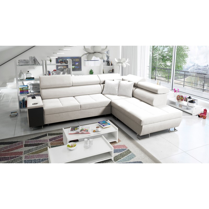 Orbix VII corner sofa with sleeping function in Velvet fabric, Ultario Velvet 2978 - elegance and functionality in one!