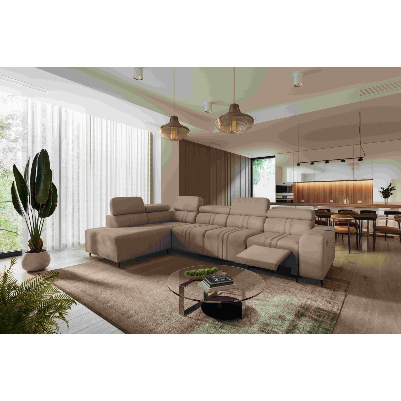 Verona XI Mix Corner Sofa with Sleeping Function in Velvet, Vena 14 - Comfort and Elegance