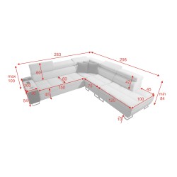 Ecksofa Orbix IX mit Schlaffunktion, verstellbaren Kopfstützen, USB-Anschluss - Geflecht, Sawana 96