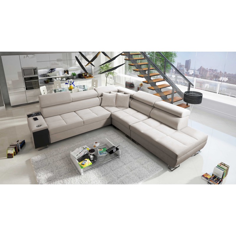Ecksofa Orbix IX mit Schlaffunktion, verstellbaren Kopfstützen, USB-Anschluss - Velvet, Ultario Velvet 2979